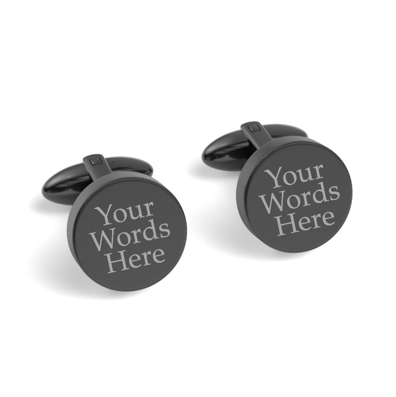 Custom Word Engraved Round Cufflinks
