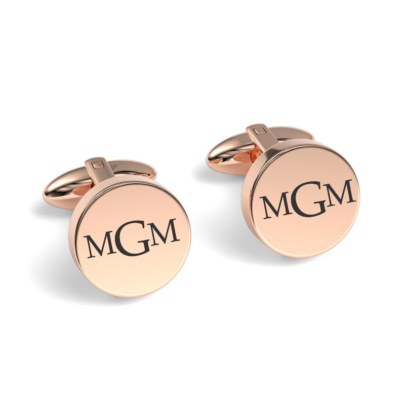 Engraved Monogram Initials Round Cufflinks