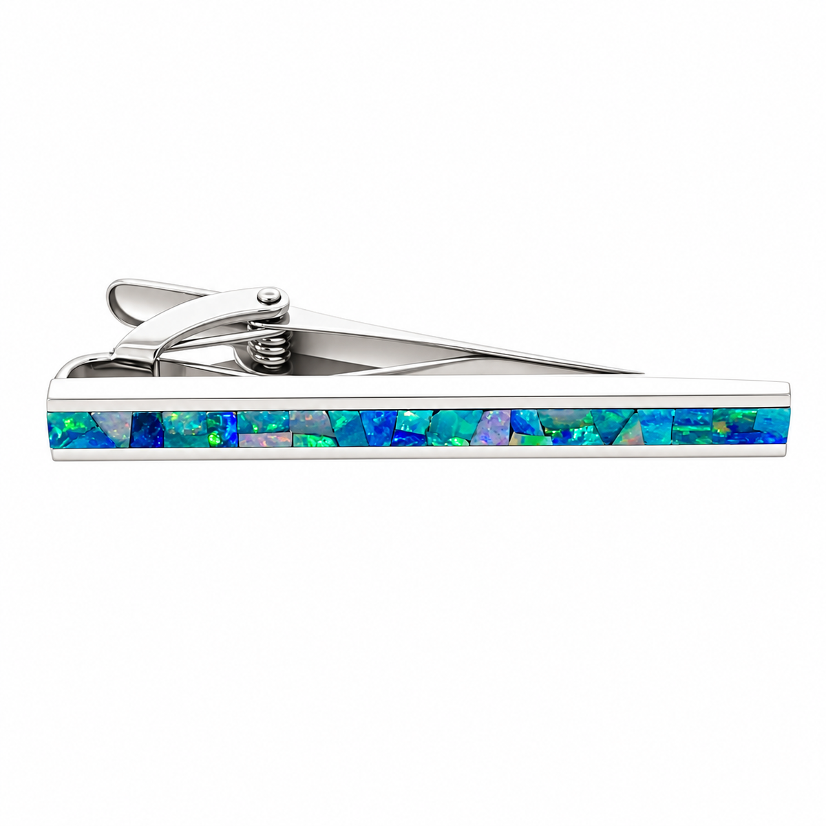 Opal Silver Tie Clip