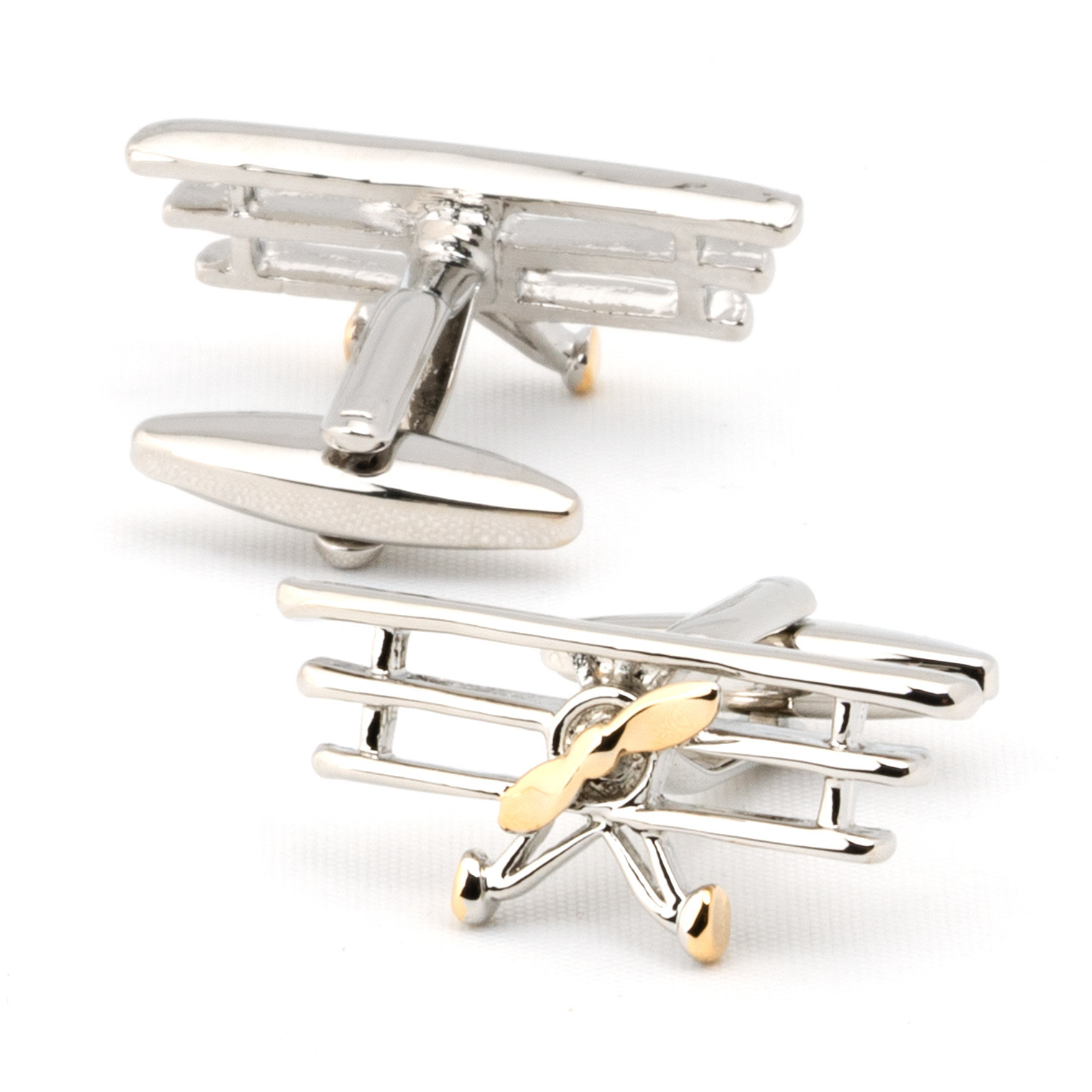 High Flyer Silver & Gold TriPlane Cufflinks