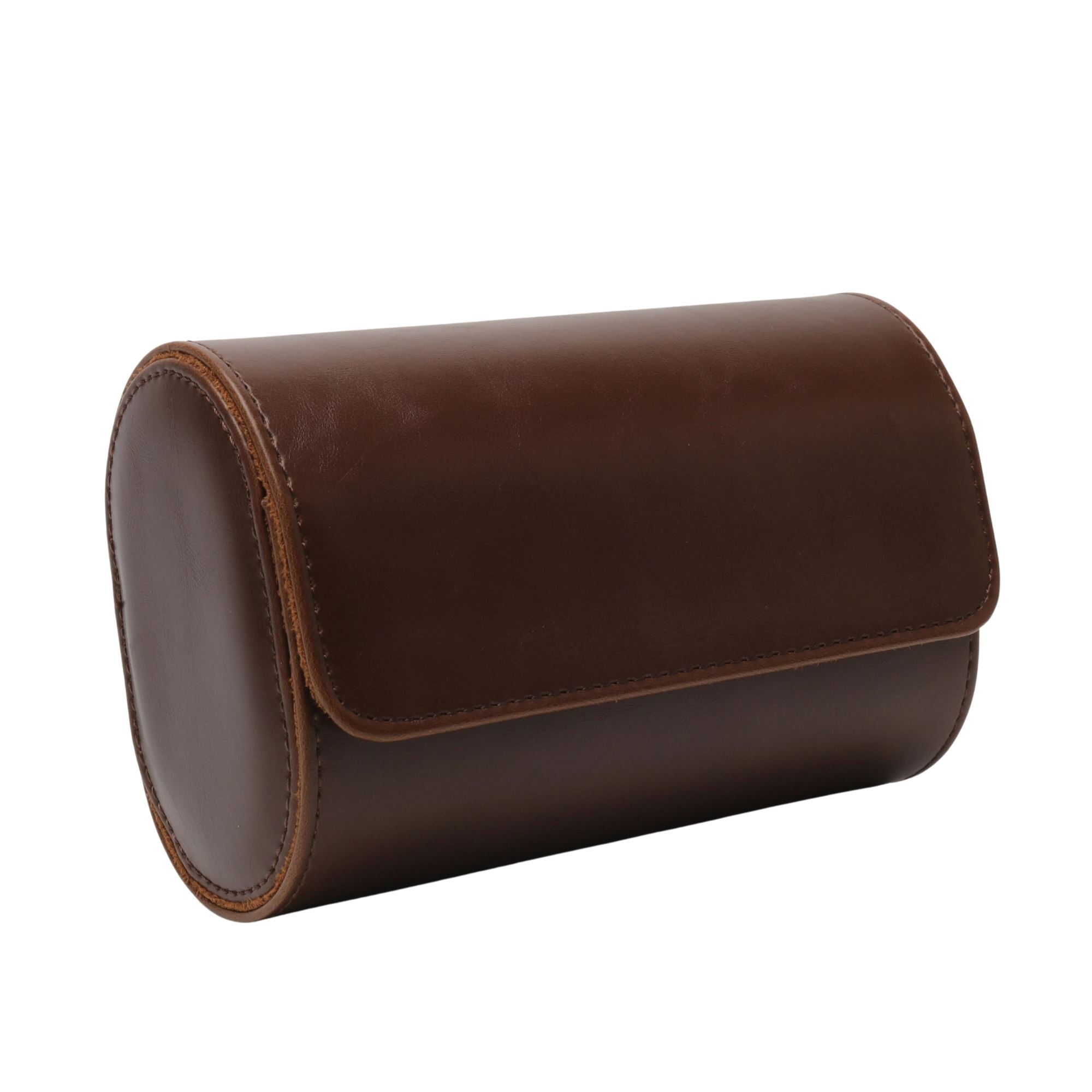 Watch Roll Case for 2 in Brown Vegan Leather Watch Boxes Clinks