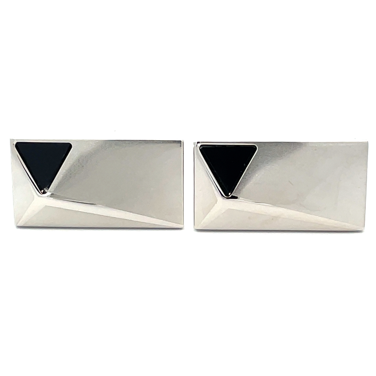 Silver Peak with Onyx Cufflinks