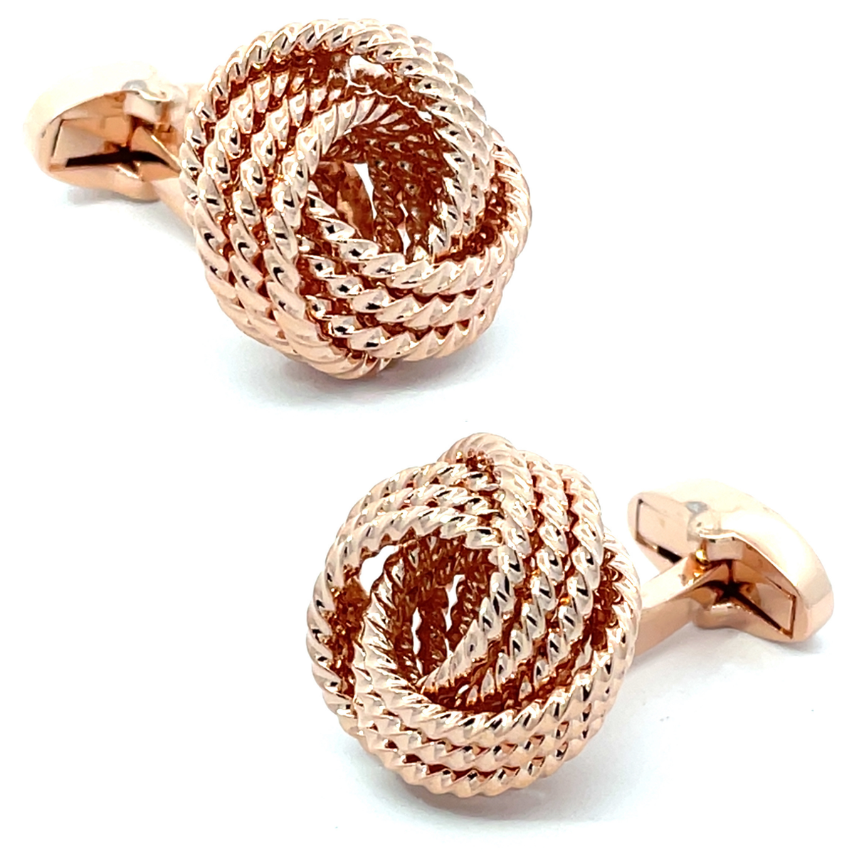 Large Rose Gold Woven Knots Cufflinks