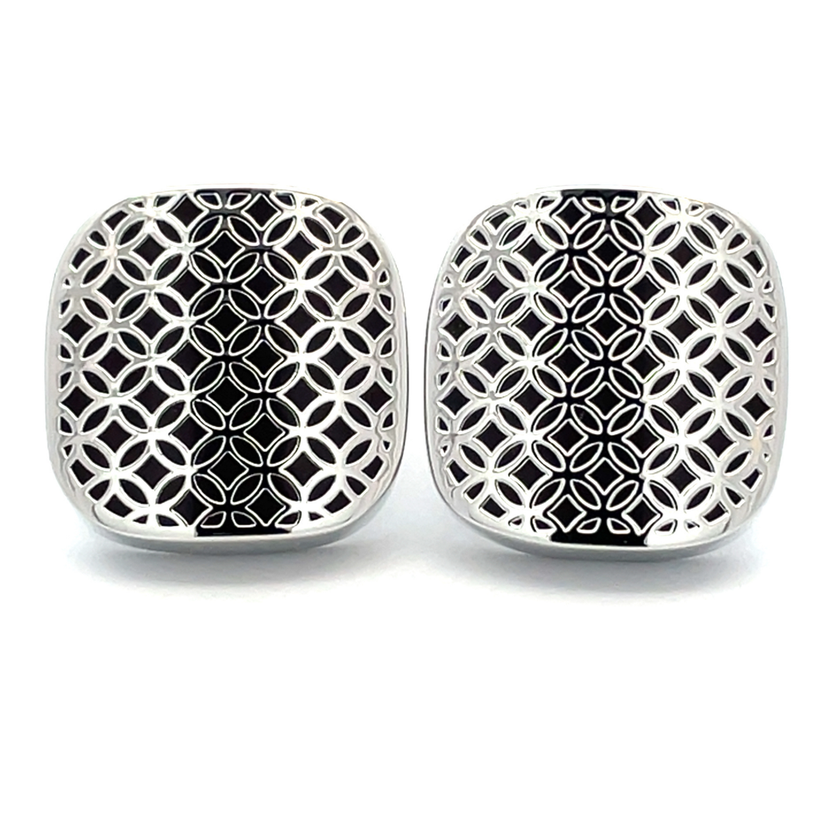 Coffee Enamel & Silver Filagree Design Cufflinks