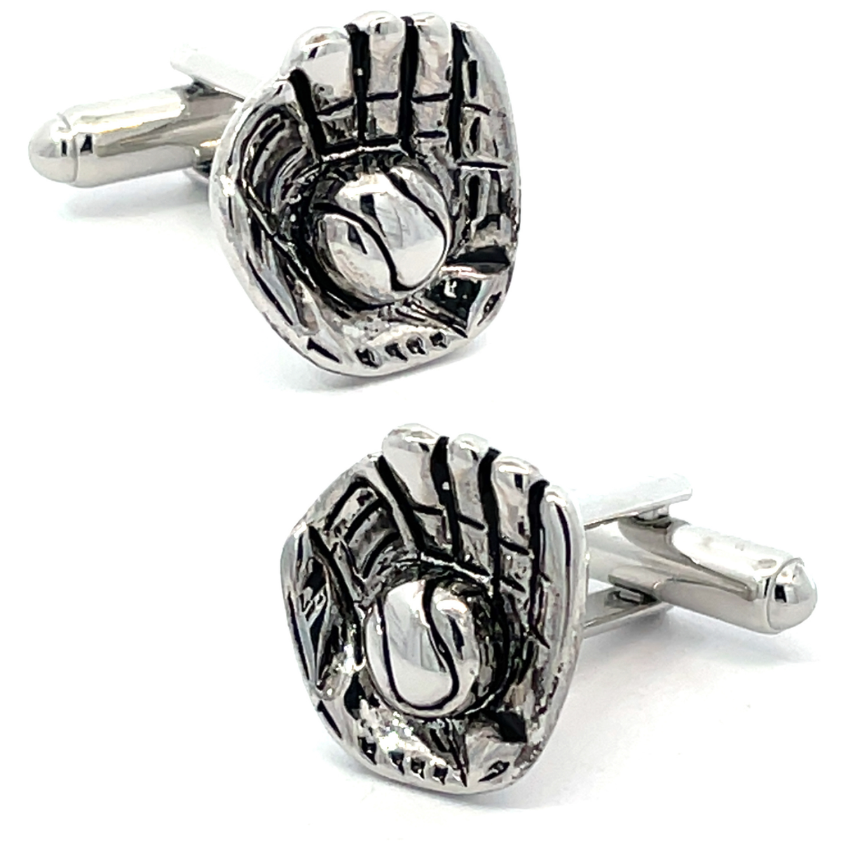 Baseball Glove and Ball Cufflinks Silver