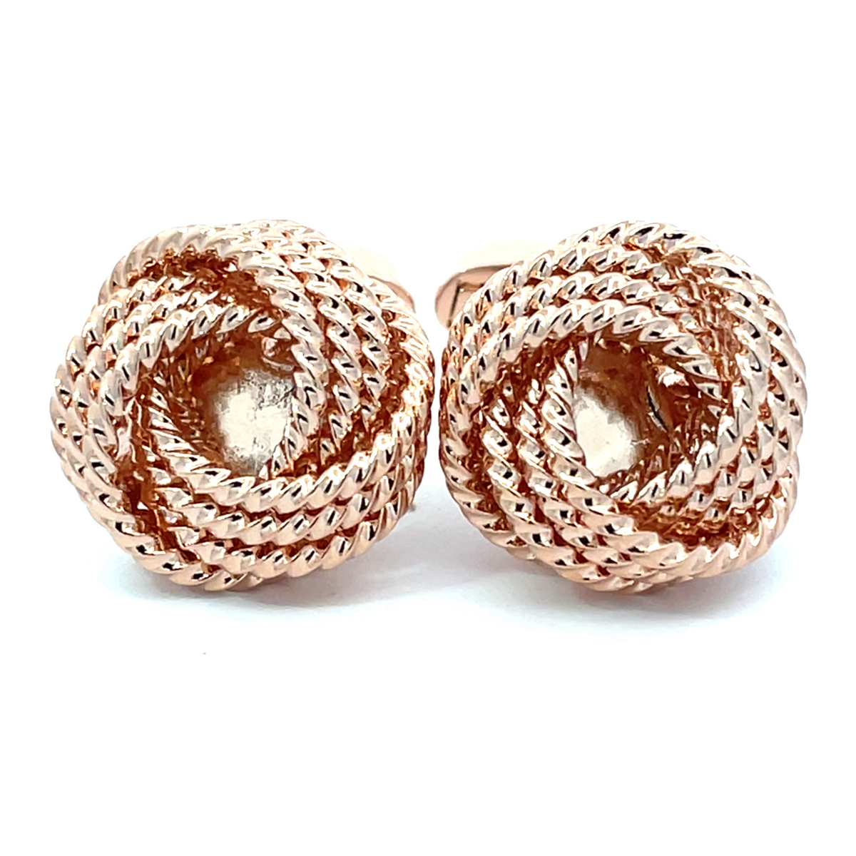 Large Rose Gold Woven Knots Cufflinks