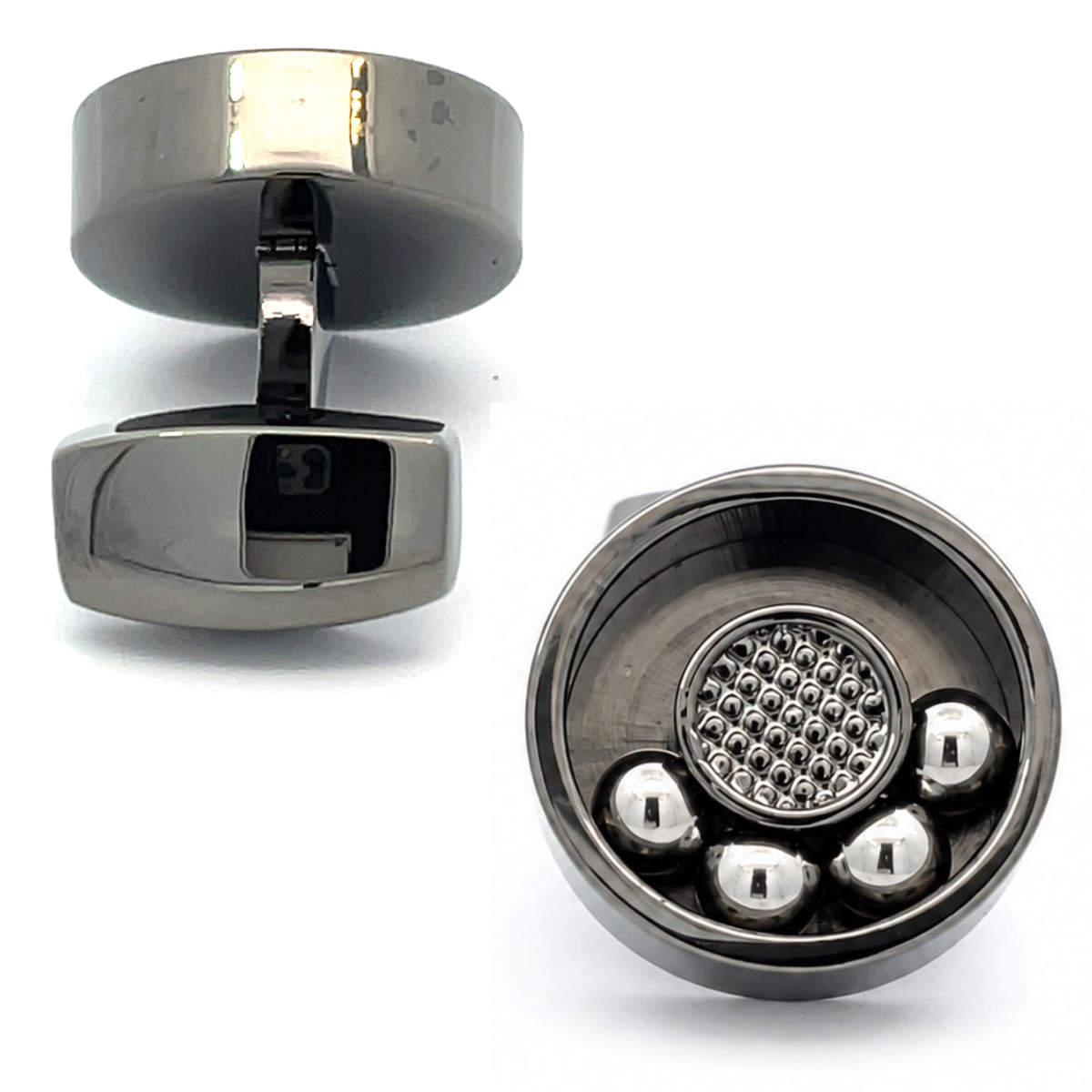 Moving Ball Bearing Cufflinks Gunmetal