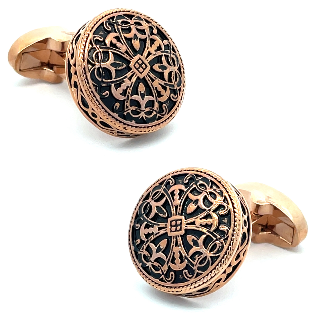 Vintage Celtic Round Rose Gold Cufflinks