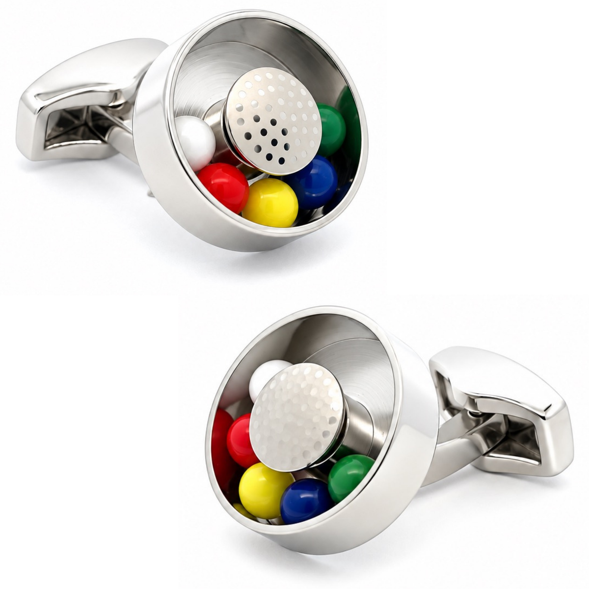 Moving Ball Bearing Cufflinks with Colourful Balls