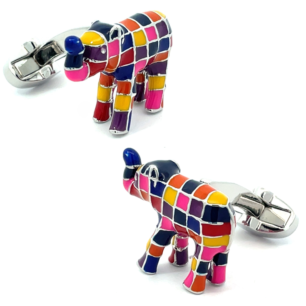 Multi Coloured Elephant Cufflinks