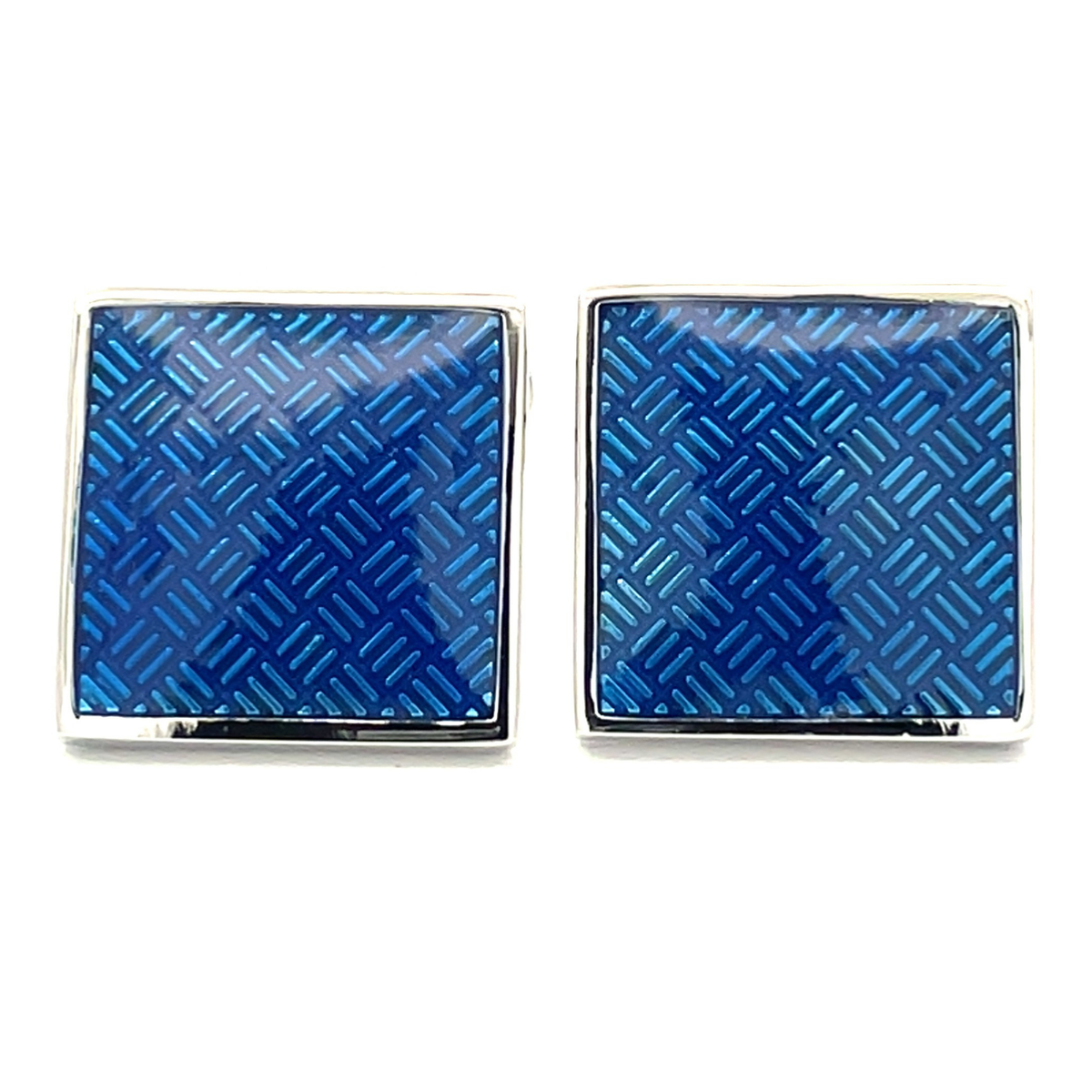 Metalic Blue Checkerplate Cufflinks