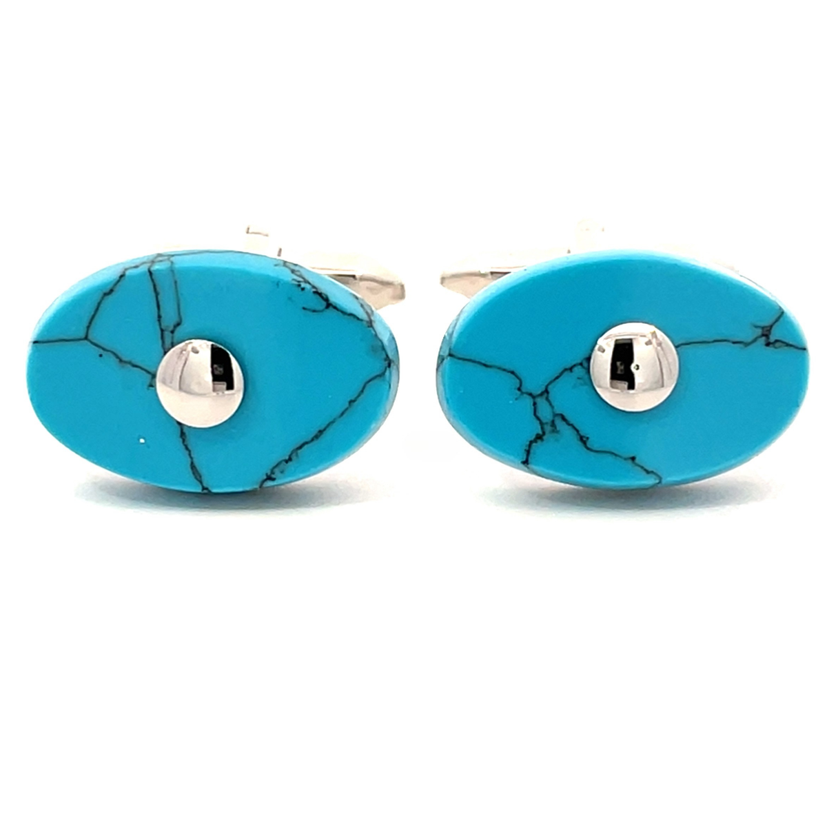 Turquoise Howlite Stone with Silver Cufflinks