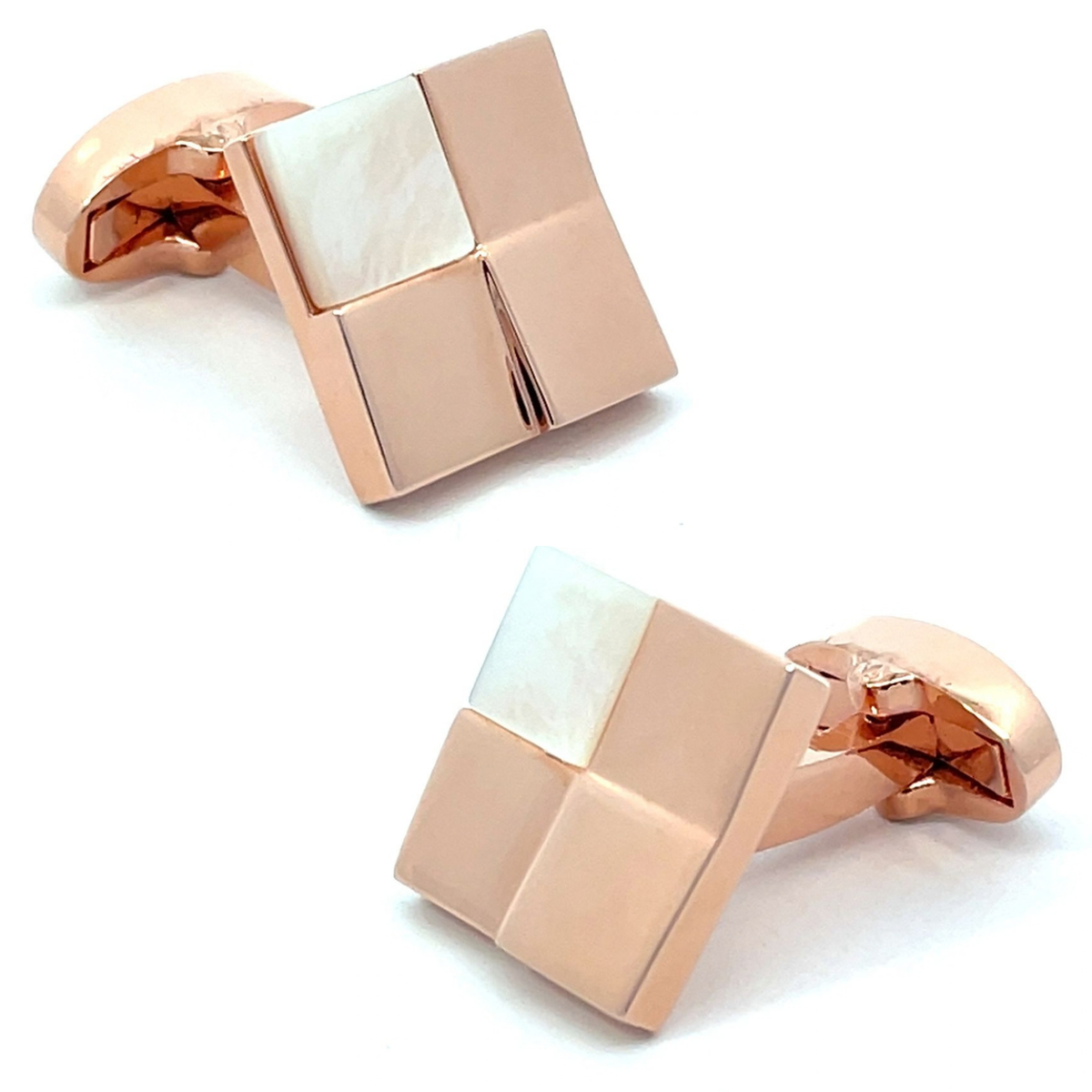 Rose Gold Four Square with Mother of Pearl Cufflinks
