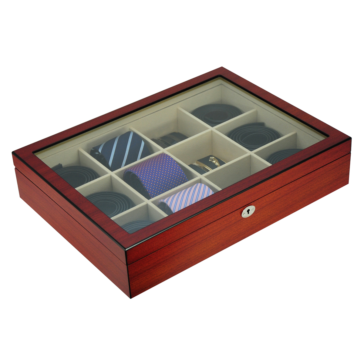 Cherry Wooden Tie Box for 12