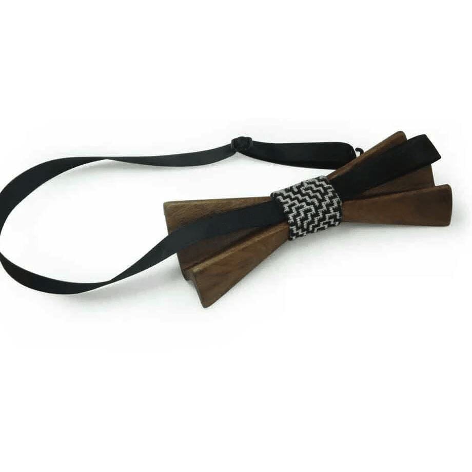 Dark Wood 3D Accordion Style Adult Bow Tie in Stars Bow Ties Clinks