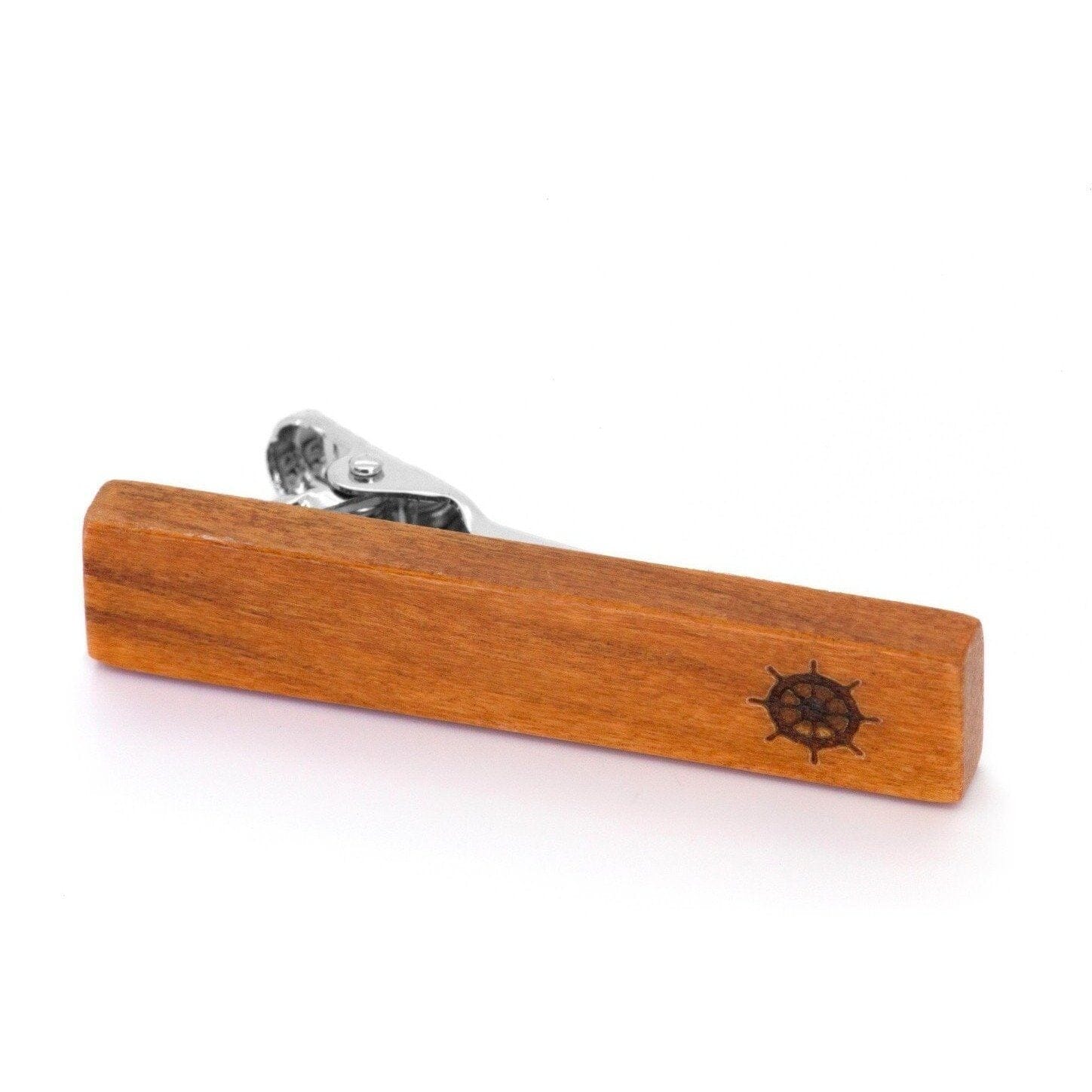 Wood Ships Wheel Stamp Tie Clip Tie Clips Clinks