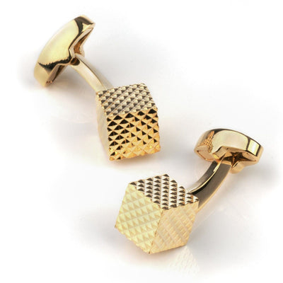 Gold Diamond Textured Cube Cufflinks