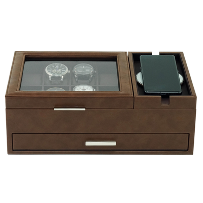 8 Slots Watch Box with Drawer in Brown