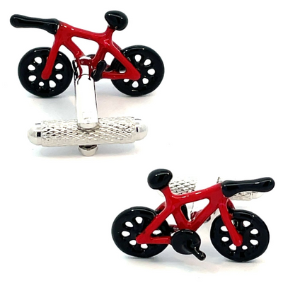 Red Triathlon Bike Cufflinks