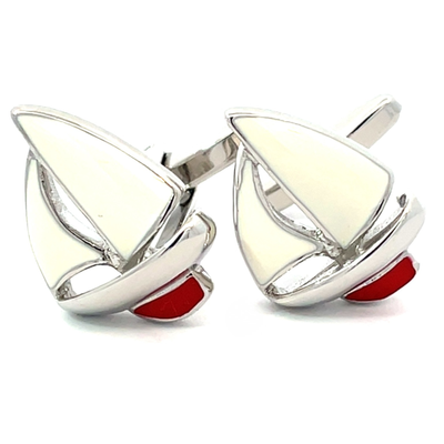 Enamel Red Keeled Yacht Cufflinks