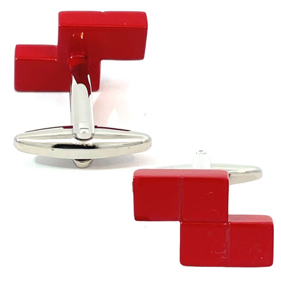Retro Computer Blocks Red Cufflinks