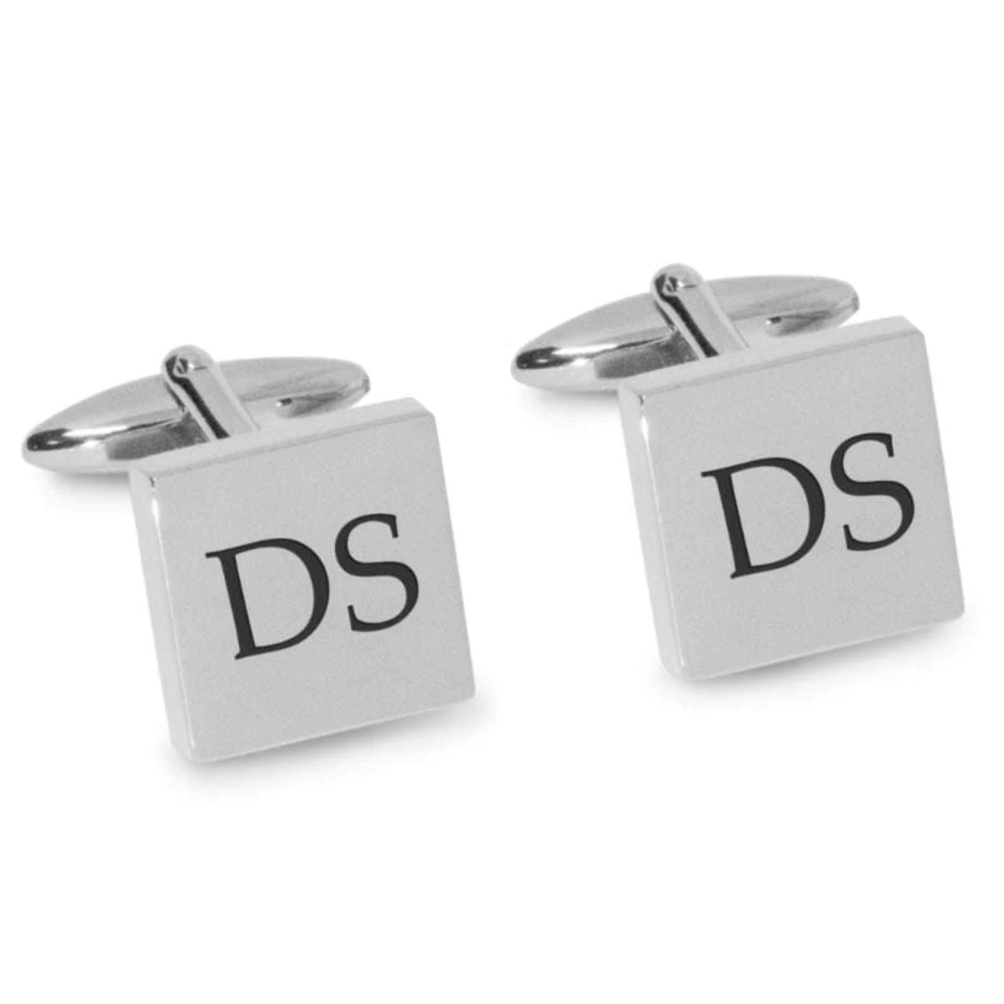 Two Initials Engraved Cufflinks in Silver