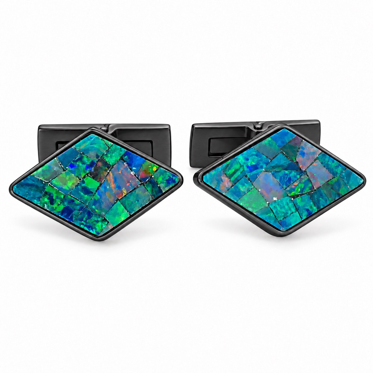 Opal Brushed Black Diamond Cufflinks