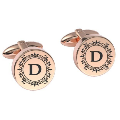 Elegant Engraved Initials Cufflinks in Rose Gold