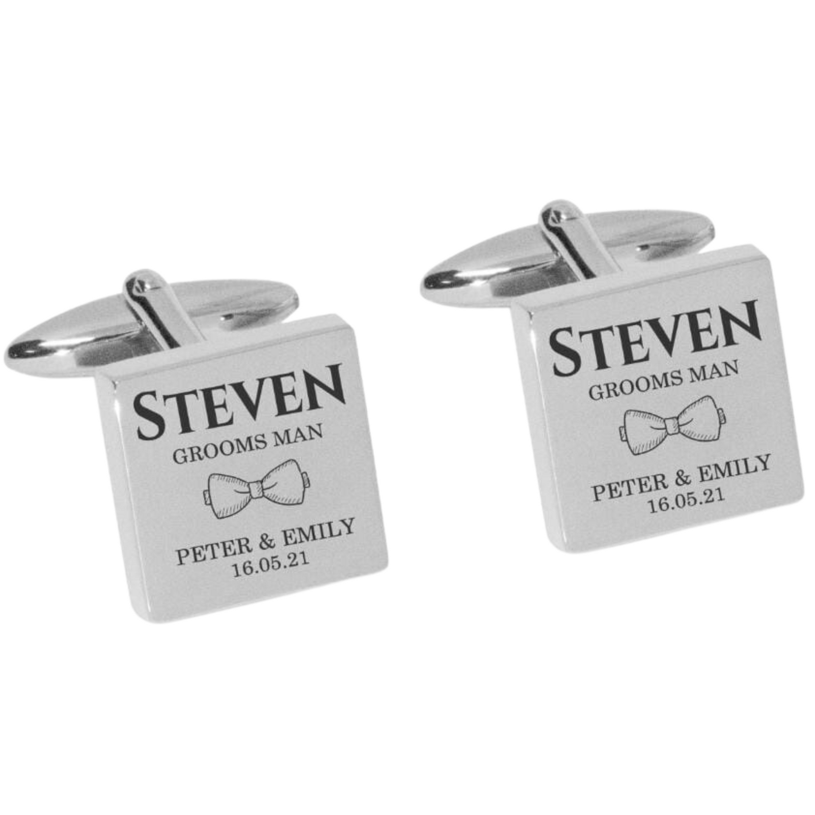 The Jones Engraved Wedding Cufflinks in Silver