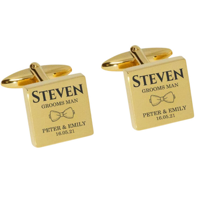 The Jones Engraved Wedding Cufflinks in Gold