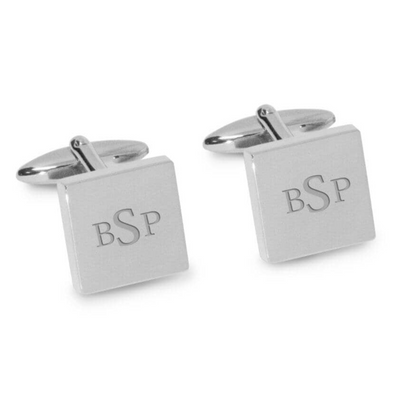 Engraved Monogram Initials Cufflinks in Silver