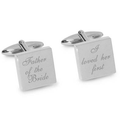 Father of the Bride Loved Her First Engraved Wedding Cufflinks in Silver