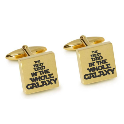 Best Dad in the Galaxy Engraved Cufflinks in Gold