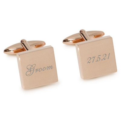Groom Wedding Date Engraved Cufflinks in Rose Gold