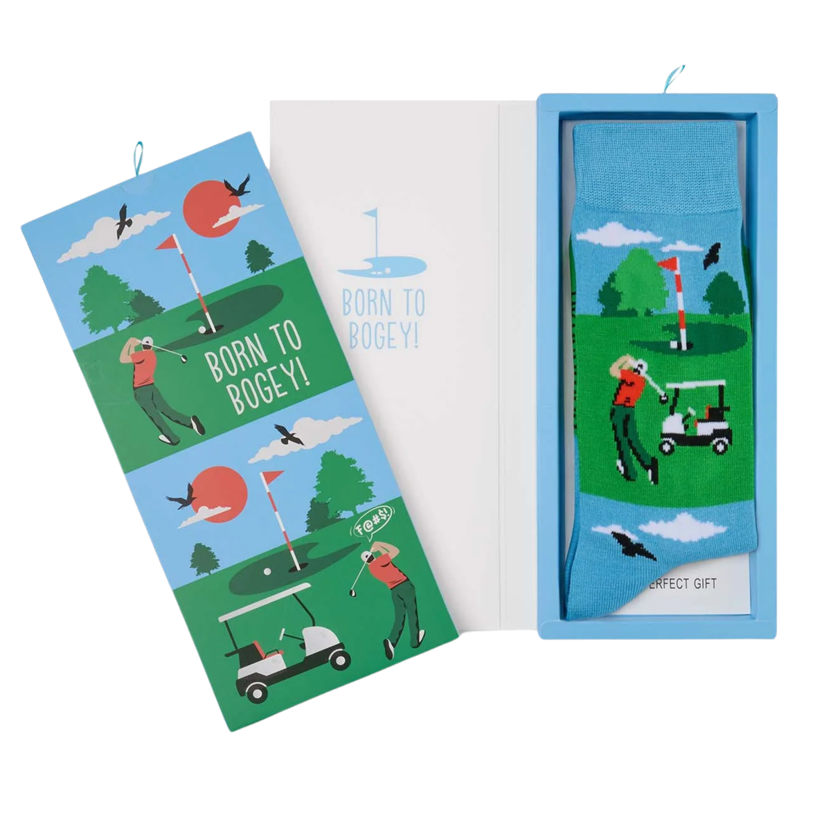 Mens Born To Bogey Bamboo Sock Card