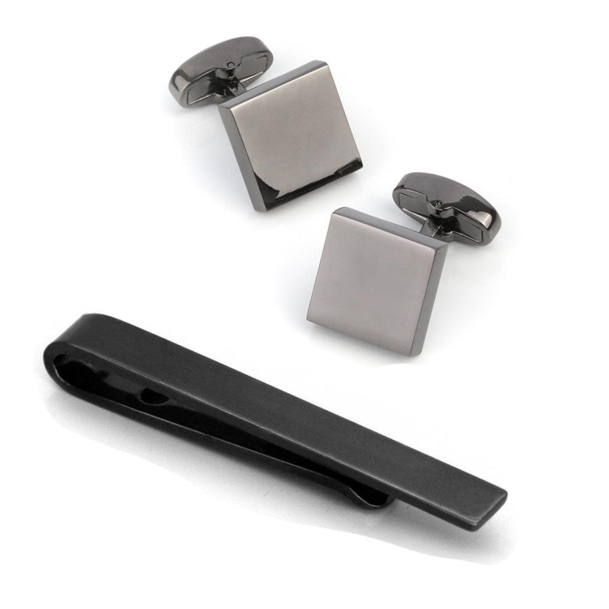Gunmetal Classic Cufflinks & Tie Bar Set