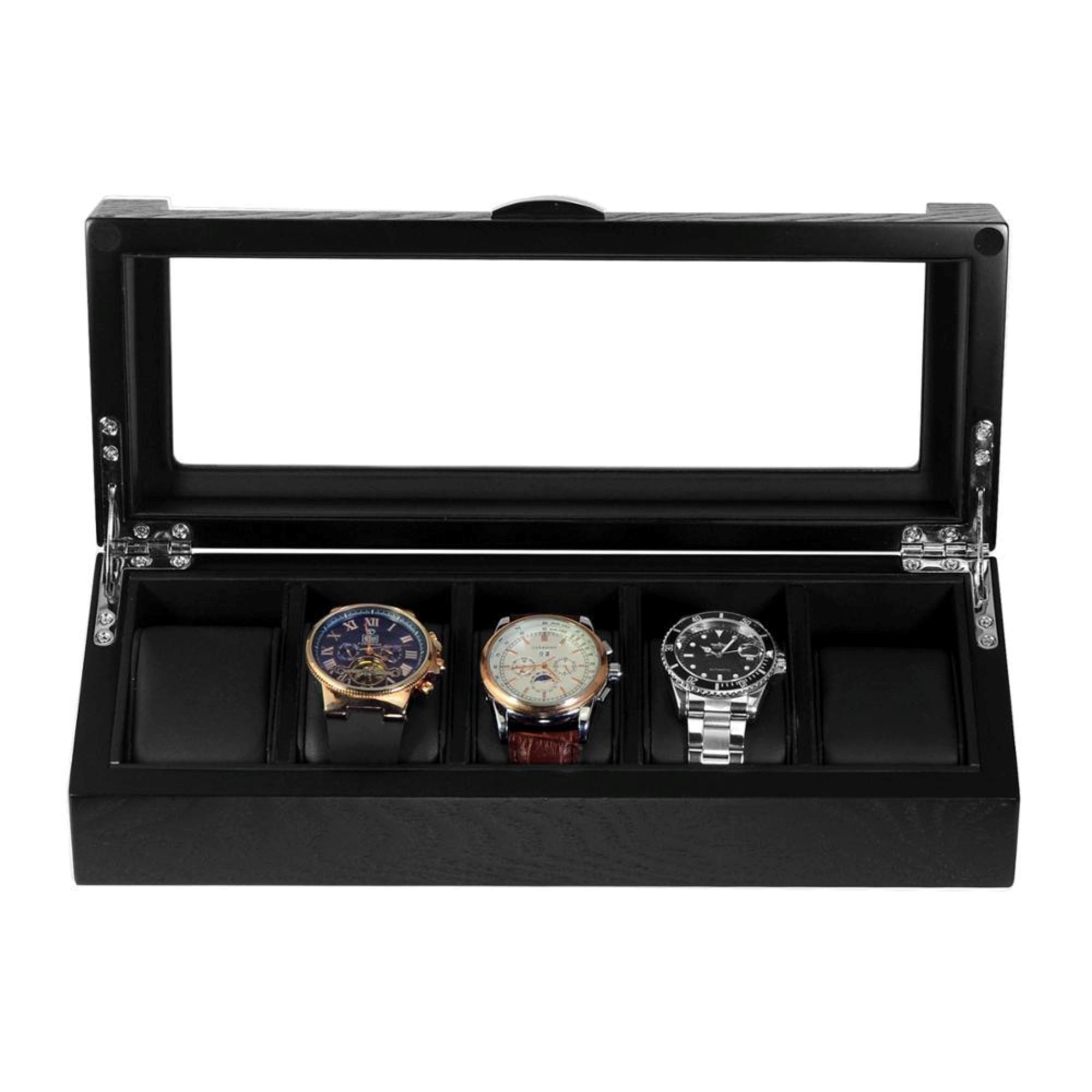 5 Slots Wooden Storage Watch Box Watch Boxes Clinks 