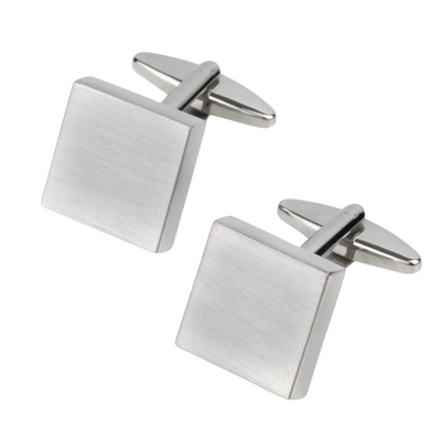 Brush Silver Square Engravable Cufflinks