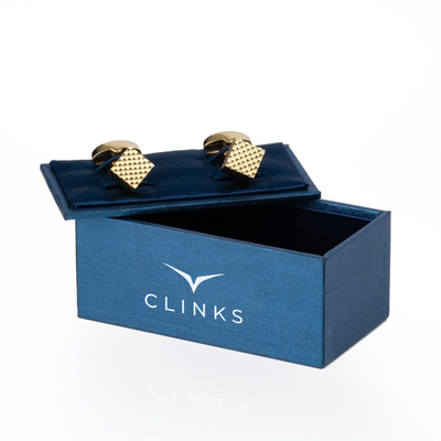 Gold Diamond Textured Cube Cufflinks