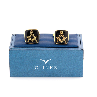 Freemason Masonic Black/Gold Cufflinks