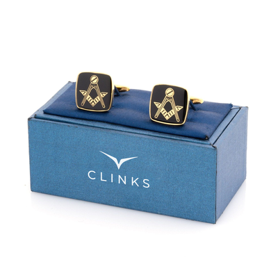 Freemason Masonic Black/Gold Cufflinks