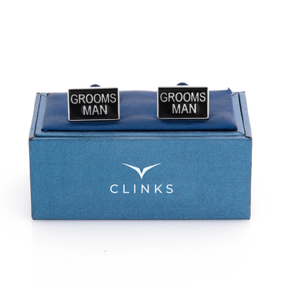 Grooms Man Black and Silver Wedding Cufflinks