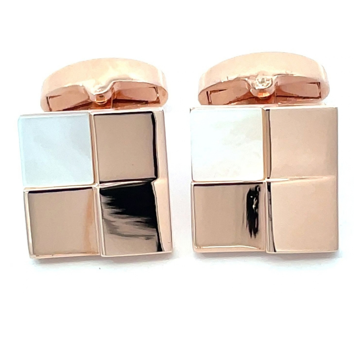 Rose Gold Four Square with Mother of Pearl Cufflinks