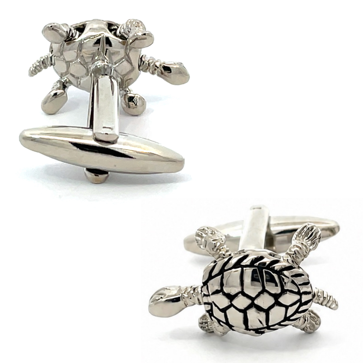Silver Turtle Cufflinks with Moving Head & Legs