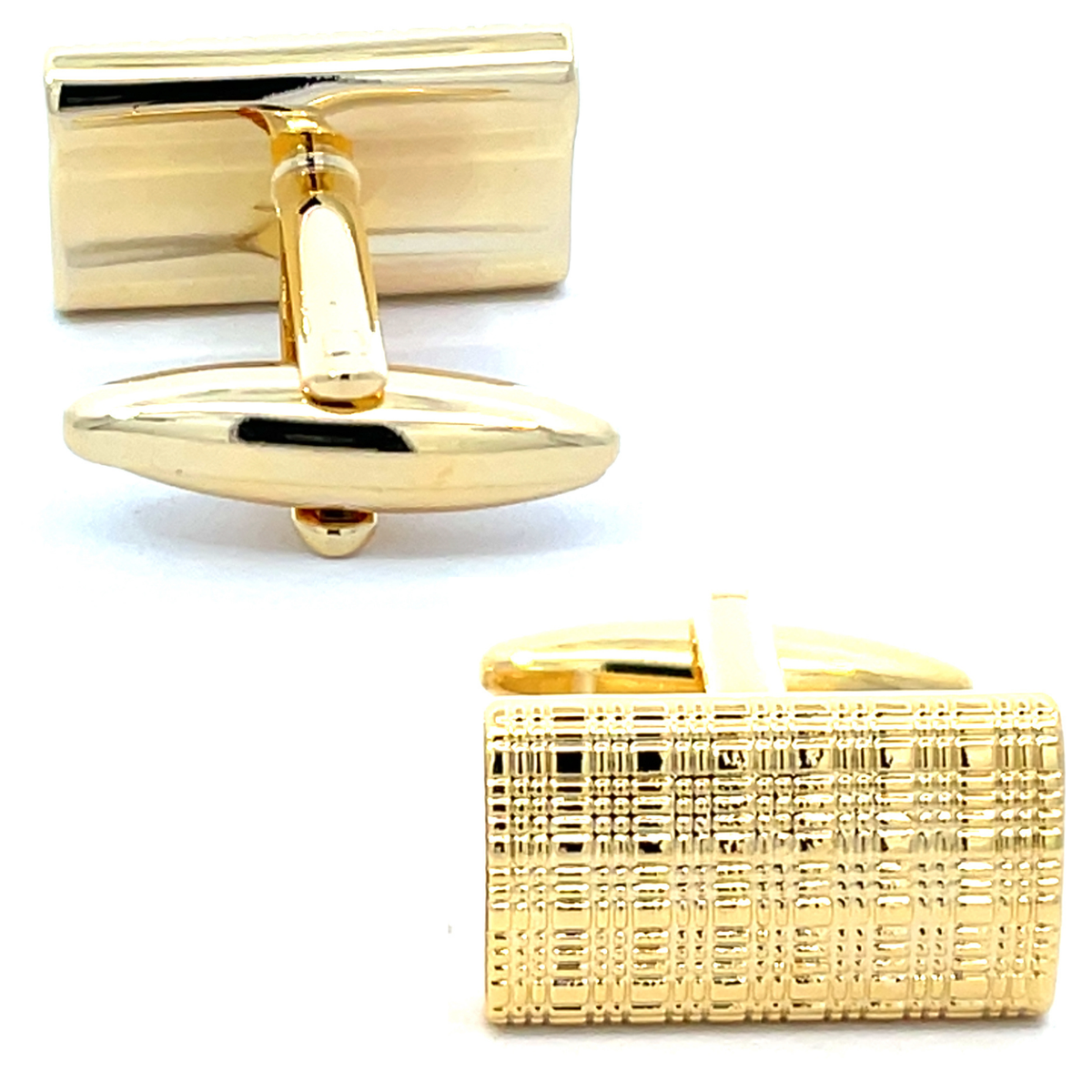 Patterned Gold Rectangle Cufflinks