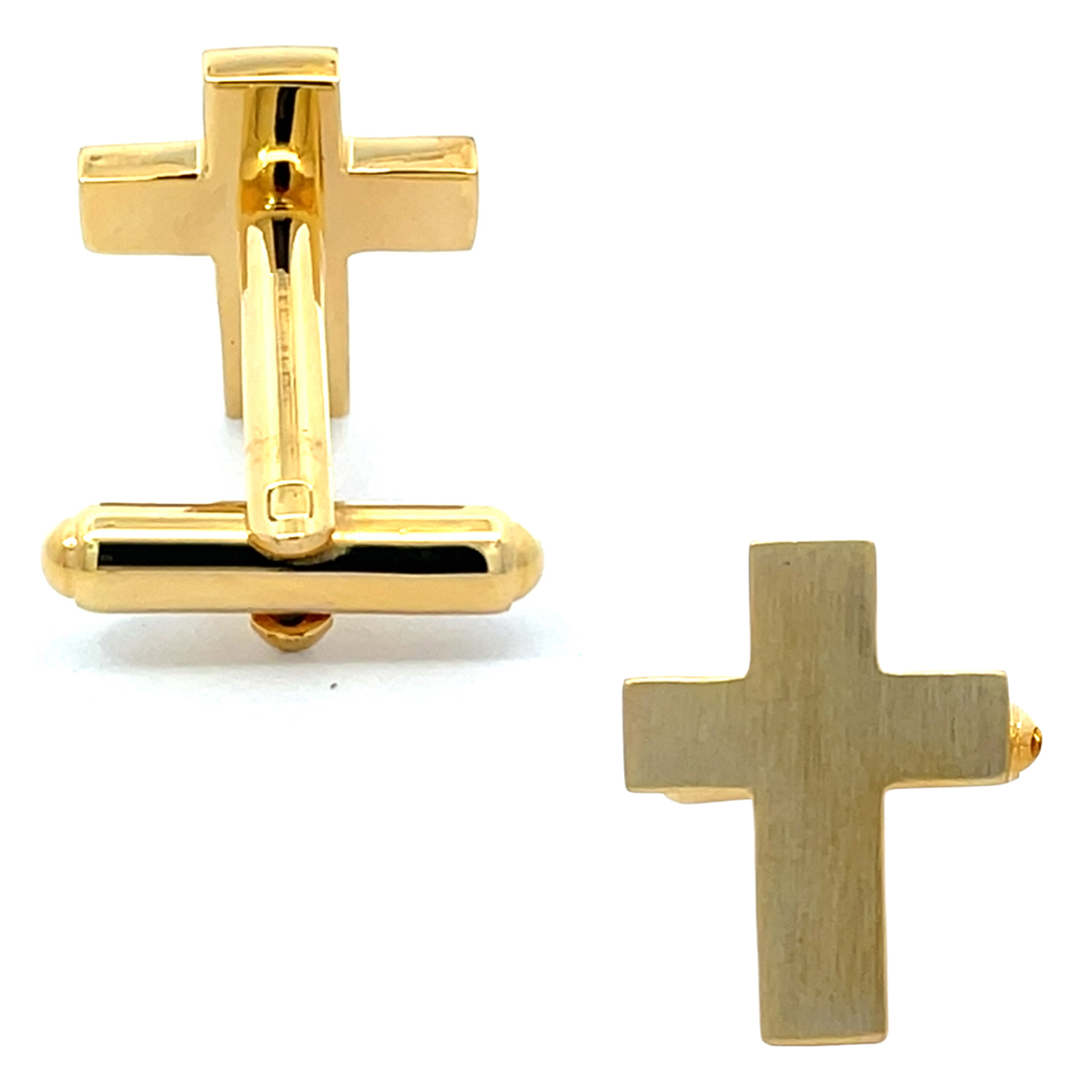 Brushed Gold Cross Cufflinks