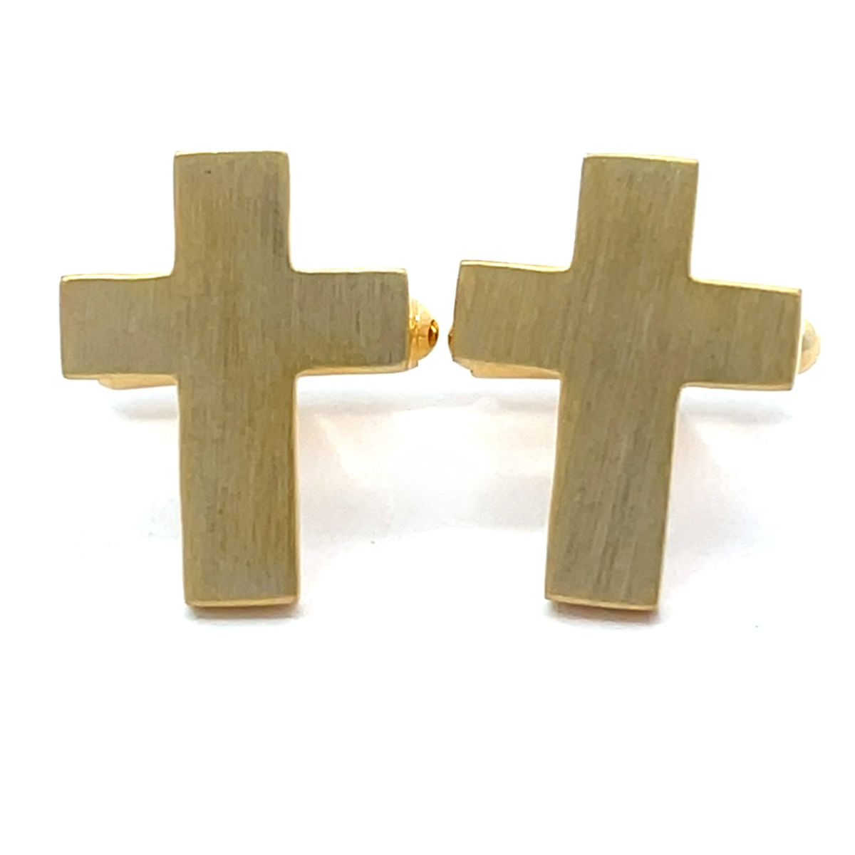 Brushed Gold Cross Cufflinks