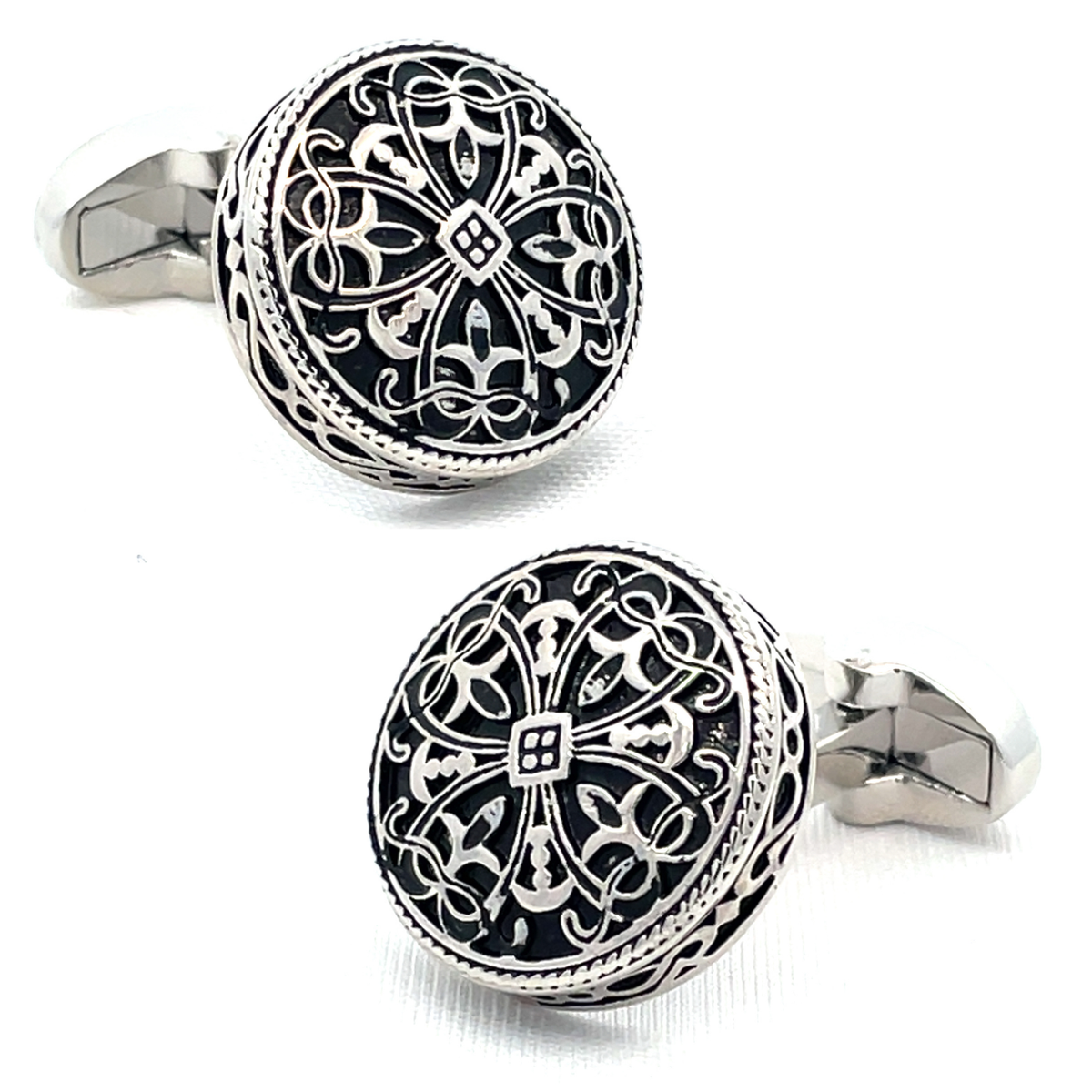 Vintage Celtic Round Silver Cufflinks
