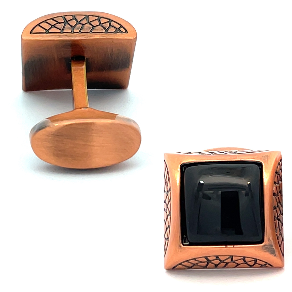 Onyx in Antique Copper Cufflinks