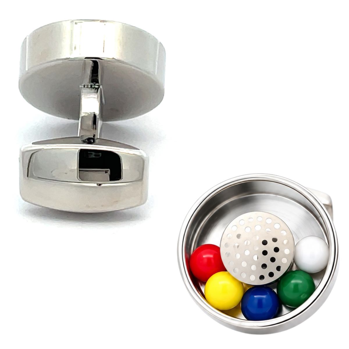 Moving  Ball Bearing Cufflinks with Colourful Balls